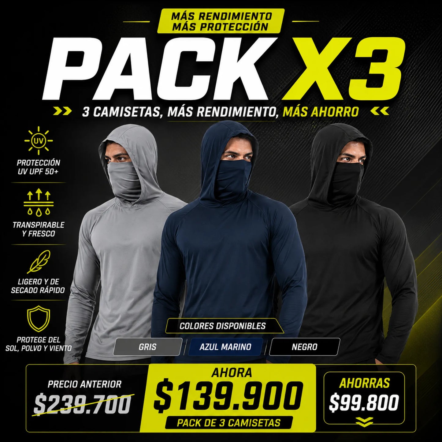 BALACLAVA FLEX™ — PACK X3 - CALIDAD PREMIUM