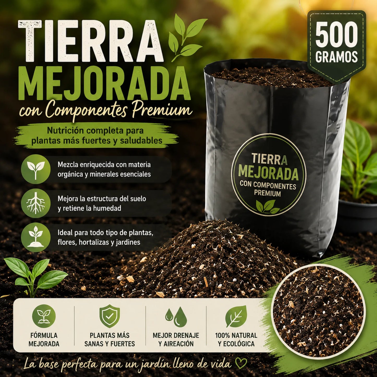 Tierra mejorada SUSTRATO ENRIQUECIDO BOLSA X 500GR