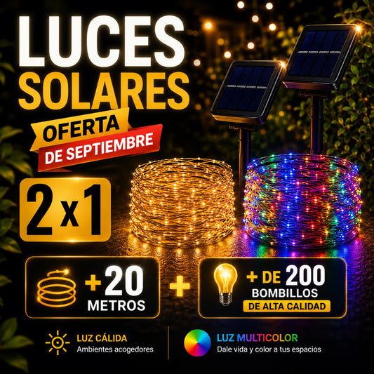 🎄 Luces Solares Navideñas 2x1 – 20 Metros